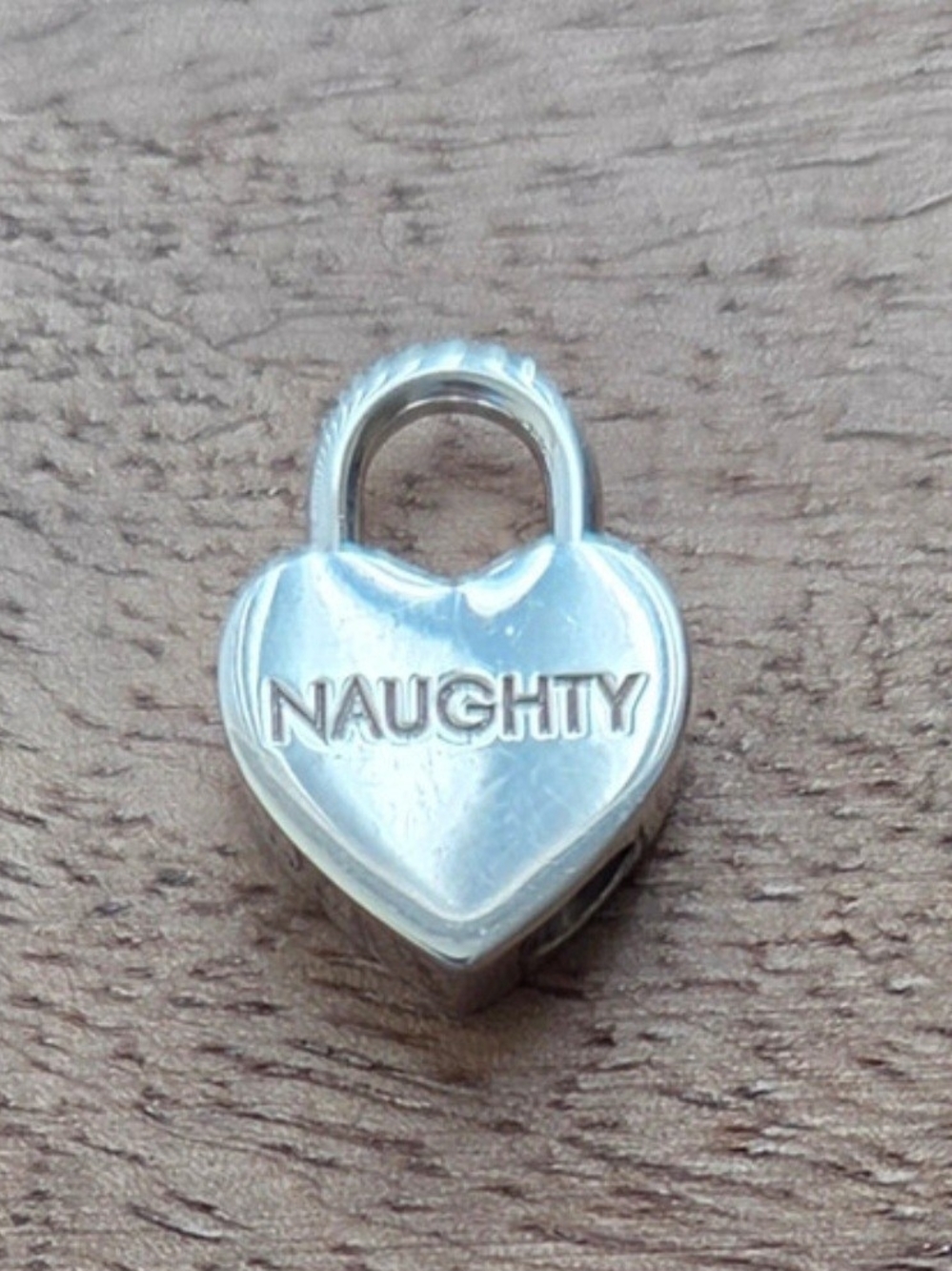 Tiffany & Co. Silver Heart 'NAUGHTY' Padlock Charm